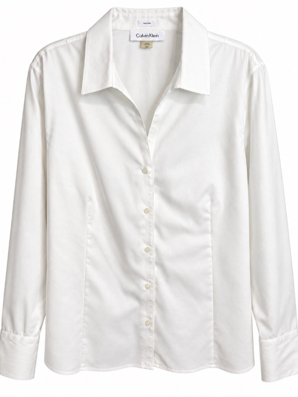 Calvin Klein - White Non-Iron Cotton Button-Down Shirt Blouse - 18W